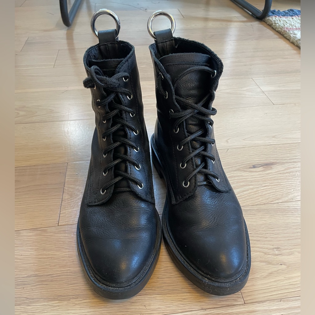 Black Leather Lace-Up Boots